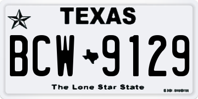 TX license plate BCW9129