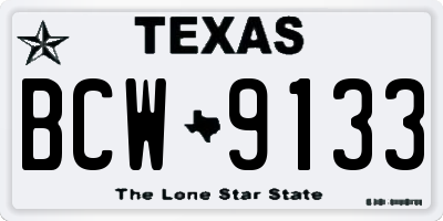 TX license plate BCW9133