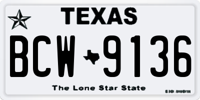TX license plate BCW9136