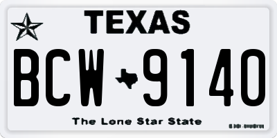 TX license plate BCW9140