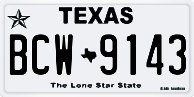 TX license plate BCW9143