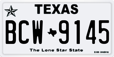 TX license plate BCW9145