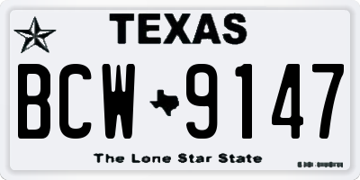 TX license plate BCW9147