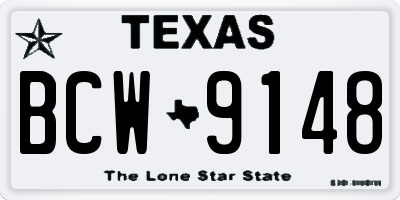 TX license plate BCW9148