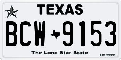 TX license plate BCW9153