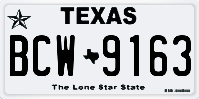 TX license plate BCW9163