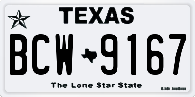 TX license plate BCW9167