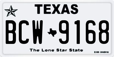 TX license plate BCW9168