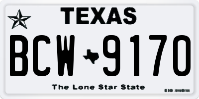 TX license plate BCW9170