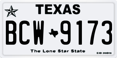 TX license plate BCW9173