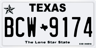TX license plate BCW9174