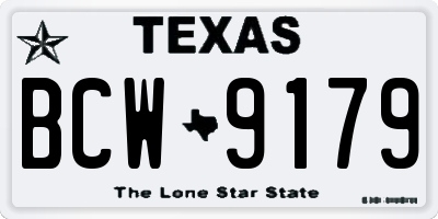 TX license plate BCW9179