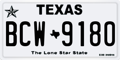 TX license plate BCW9180