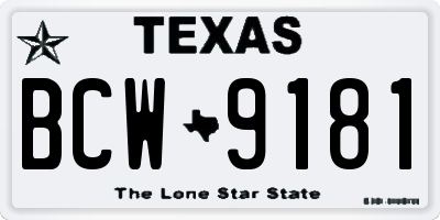 TX license plate BCW9181