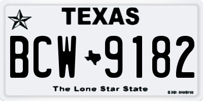 TX license plate BCW9182