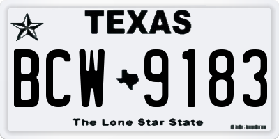 TX license plate BCW9183