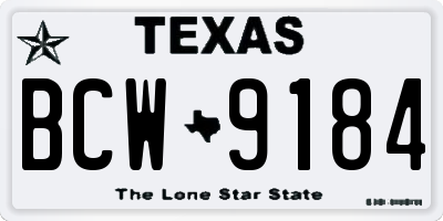 TX license plate BCW9184