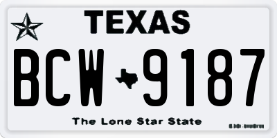 TX license plate BCW9187