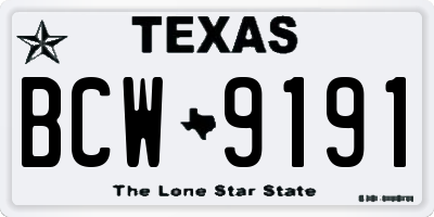 TX license plate BCW9191