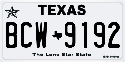 TX license plate BCW9192