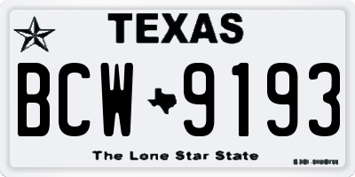 TX license plate BCW9193