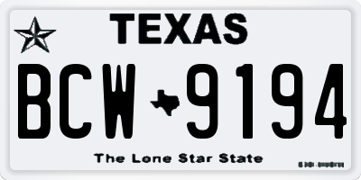 TX license plate BCW9194