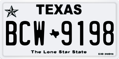 TX license plate BCW9198