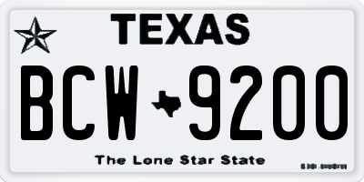 TX license plate BCW9200