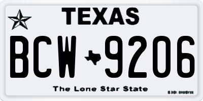 TX license plate BCW9206