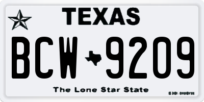 TX license plate BCW9209