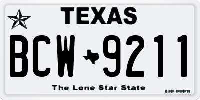 TX license plate BCW9211