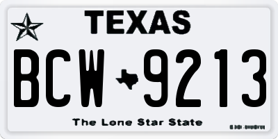 TX license plate BCW9213