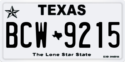 TX license plate BCW9215