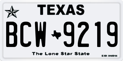 TX license plate BCW9219