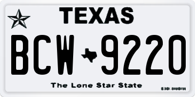 TX license plate BCW9220