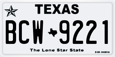TX license plate BCW9221