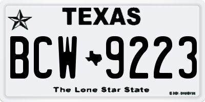 TX license plate BCW9223
