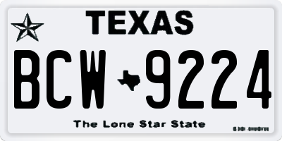 TX license plate BCW9224