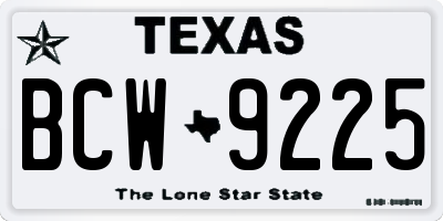 TX license plate BCW9225