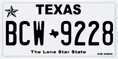 TX license plate BCW9228
