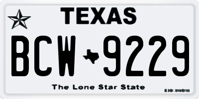 TX license plate BCW9229