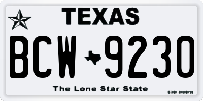 TX license plate BCW9230
