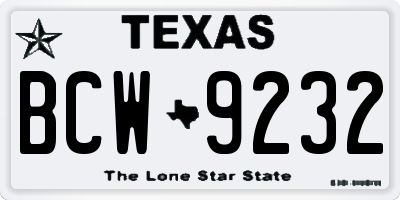 TX license plate BCW9232