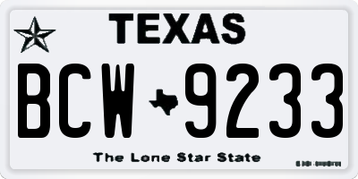 TX license plate BCW9233