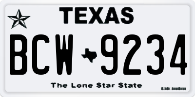 TX license plate BCW9234