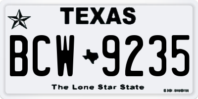 TX license plate BCW9235