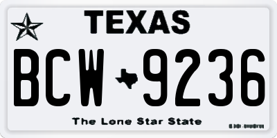 TX license plate BCW9236