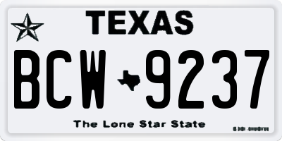 TX license plate BCW9237