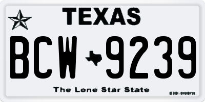 TX license plate BCW9239