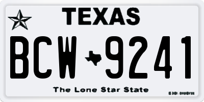TX license plate BCW9241